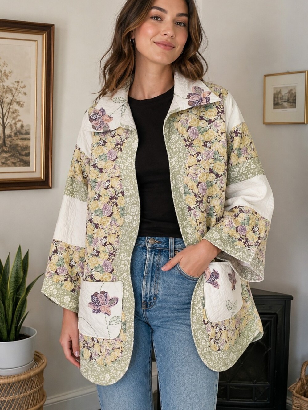 Handmade Quilted Floral Embroidered Jacket